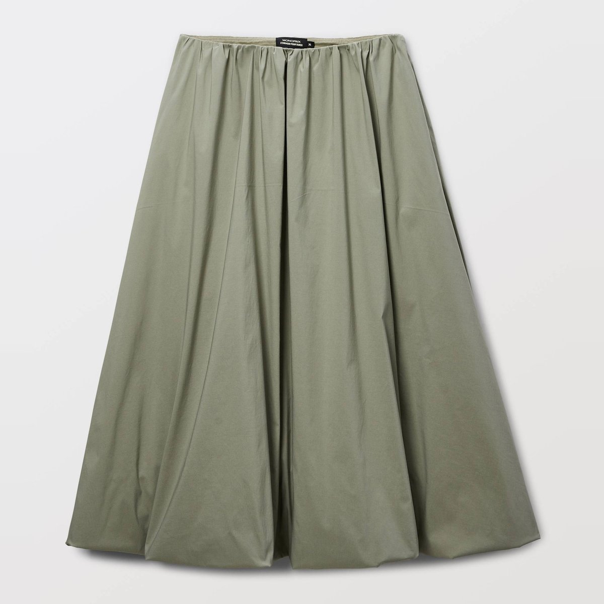 Jupe midi ballon unie seagrass, MONOPRIX