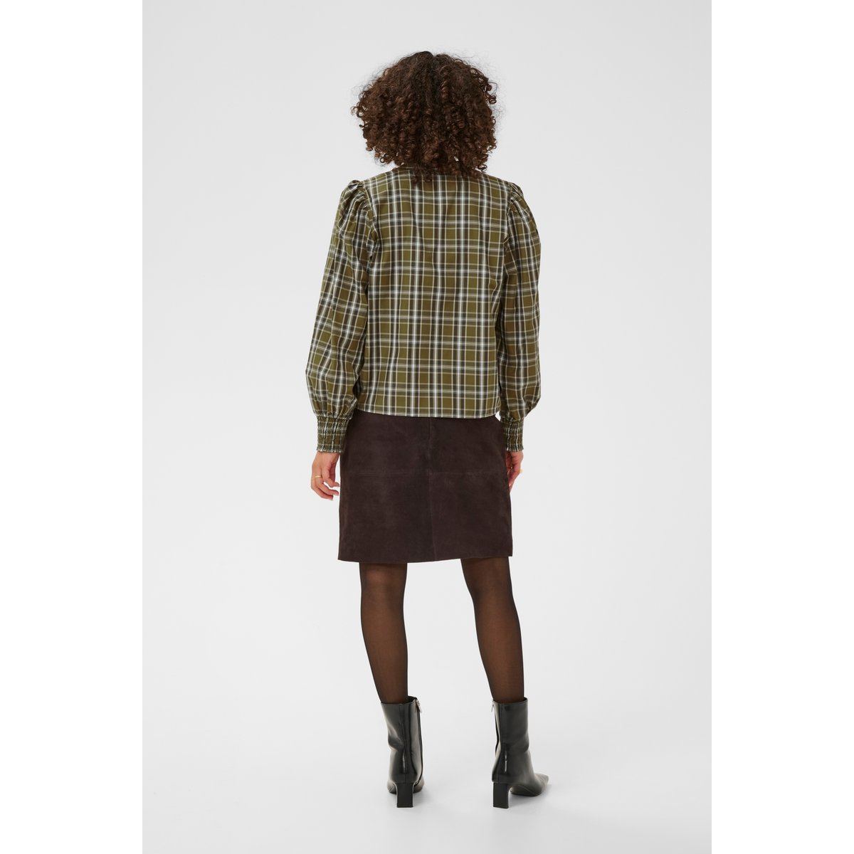 Blouse à manches longues vert green check, KAFFE