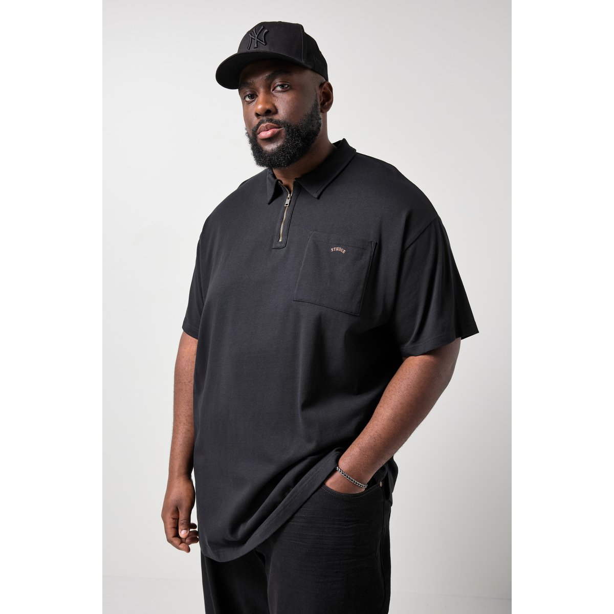Polo oversize noir, STHUGE