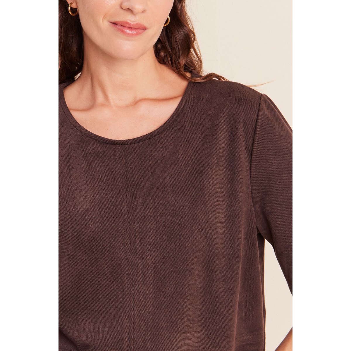 T-shirt manches coudes marron foncé, BREAL
