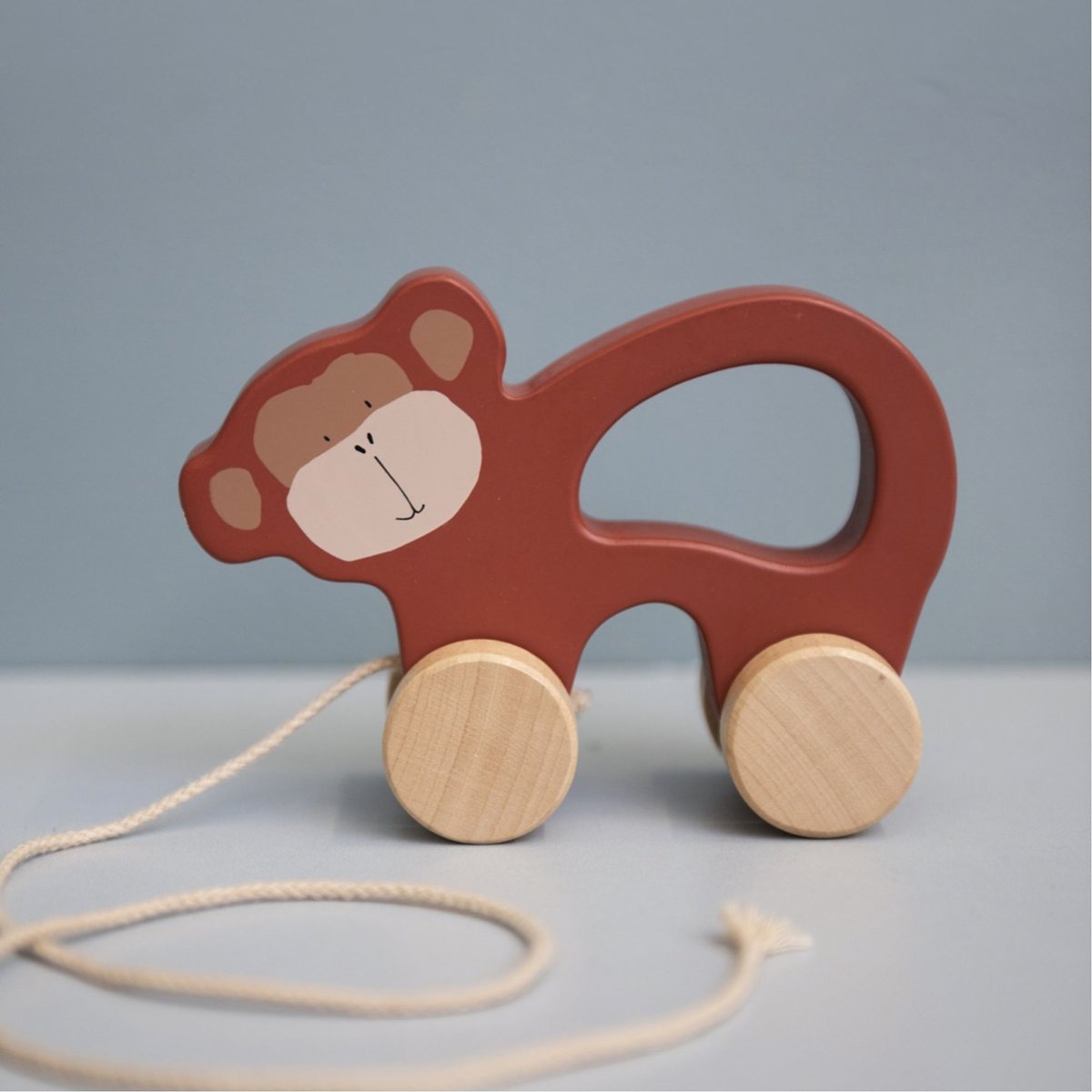 Jouet à tirer en bois marron mr. monkey, TRIXIE