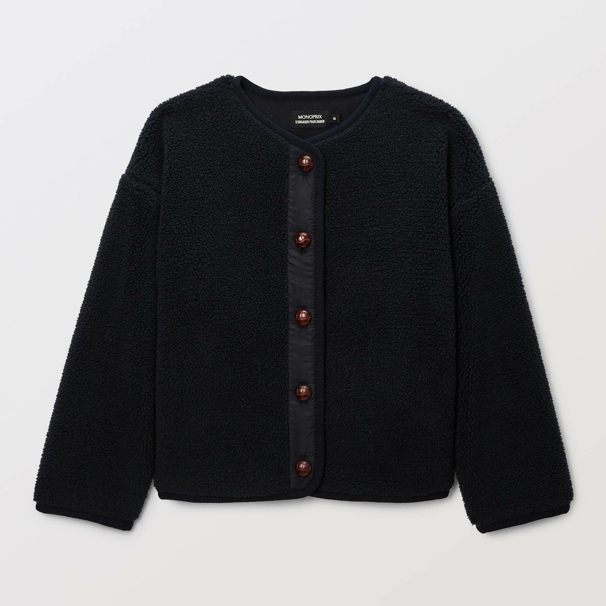 Veste unie effet mouton marine, MONOPRIX