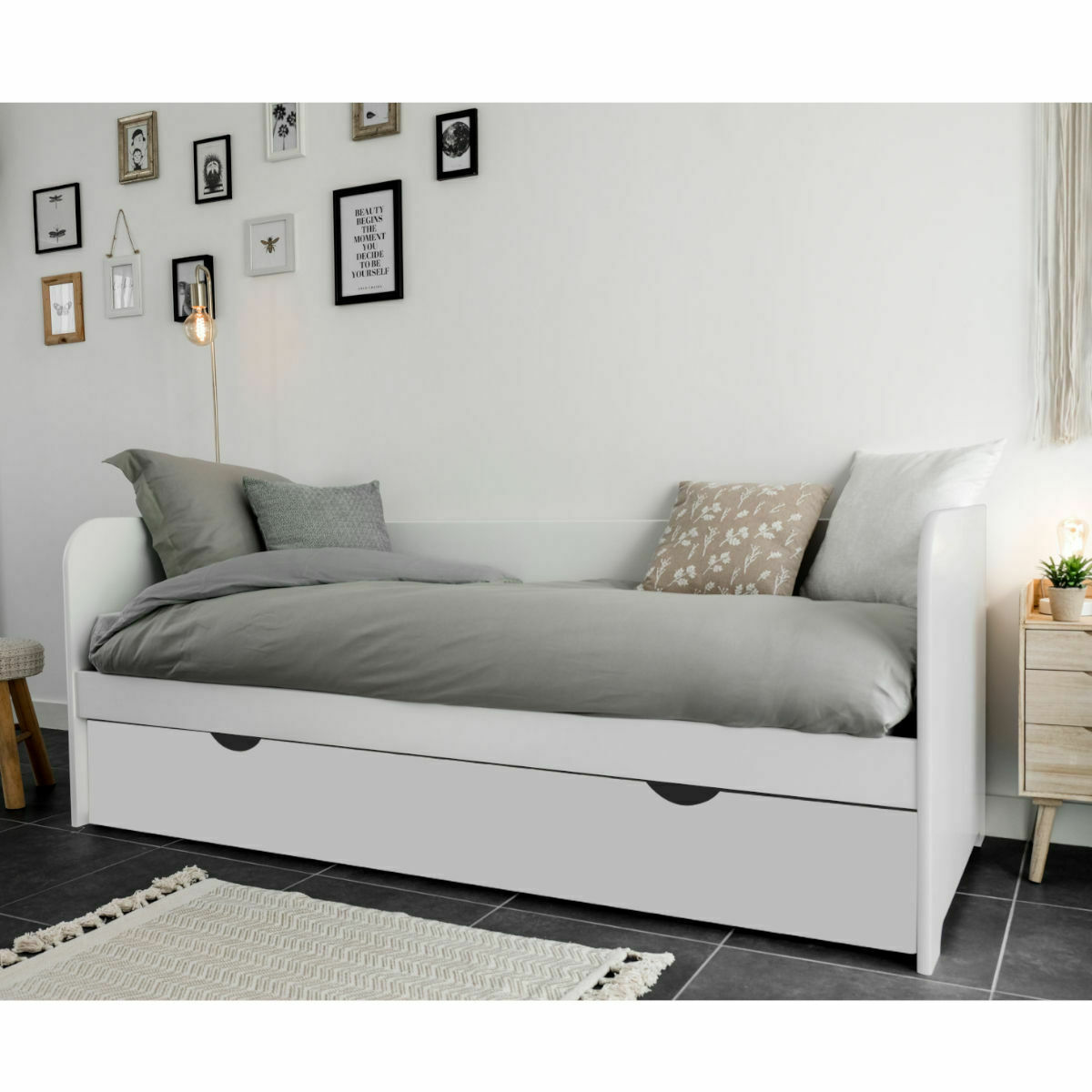 Pack lit gigogne avec 2 matelas Bois massif  JAVA bois naturel, AKITEN RETAIL