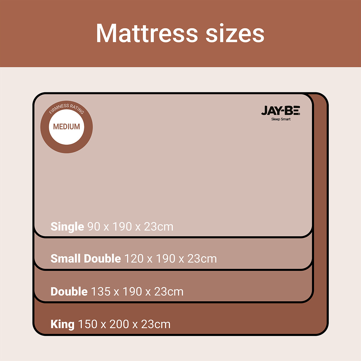 Jay-Be® Ryze 800 Pocket Sprung Mattress white/brown, JAY-BE