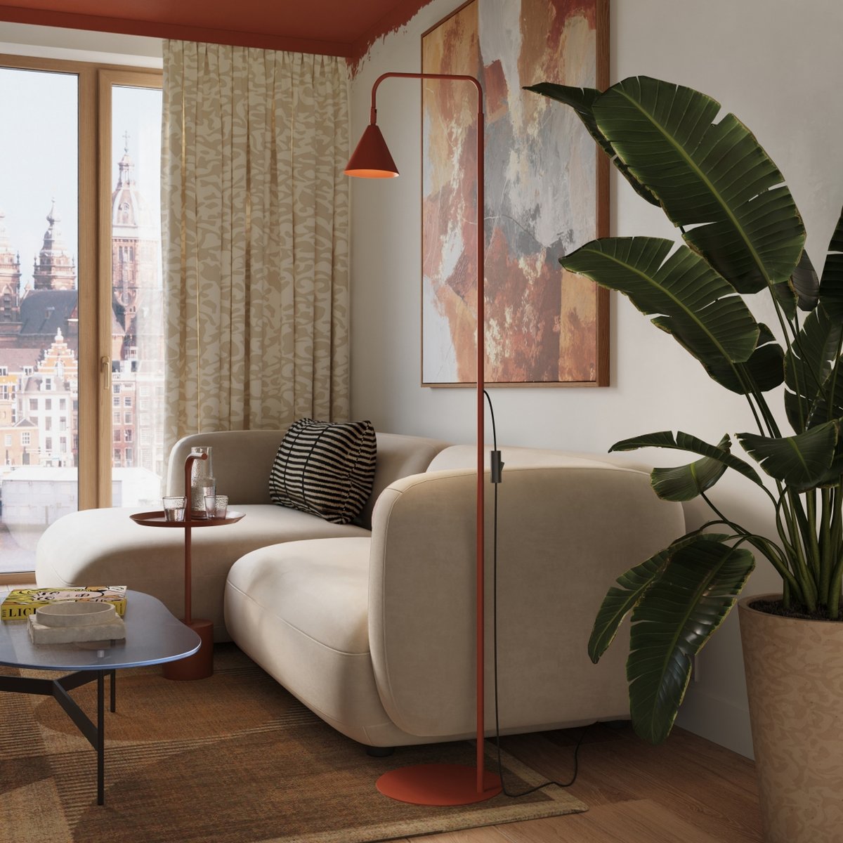 Lampadaire Ocre Rouge E14 1 NOX ocre rouge, EDEN