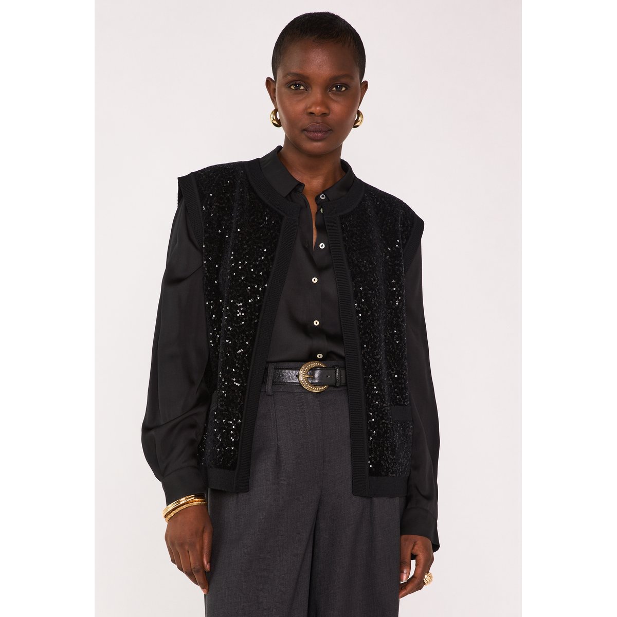 Gilet sans manches à sequins BECKA noir, Maison 123