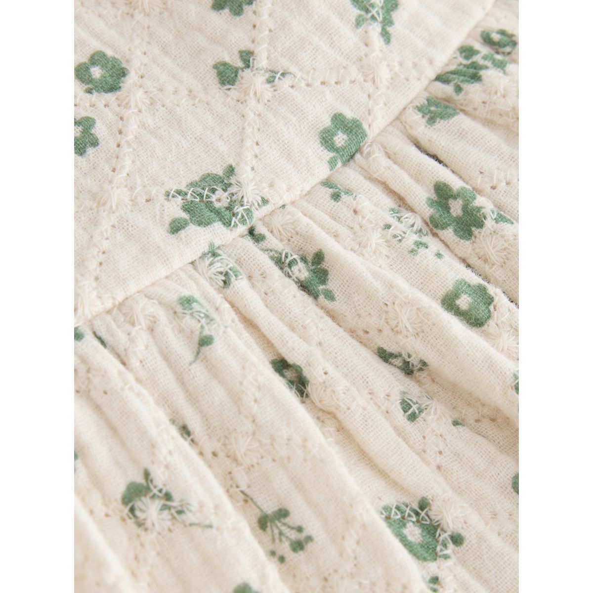 Robe à col et manches longues écru à petites fleurs, NEXT