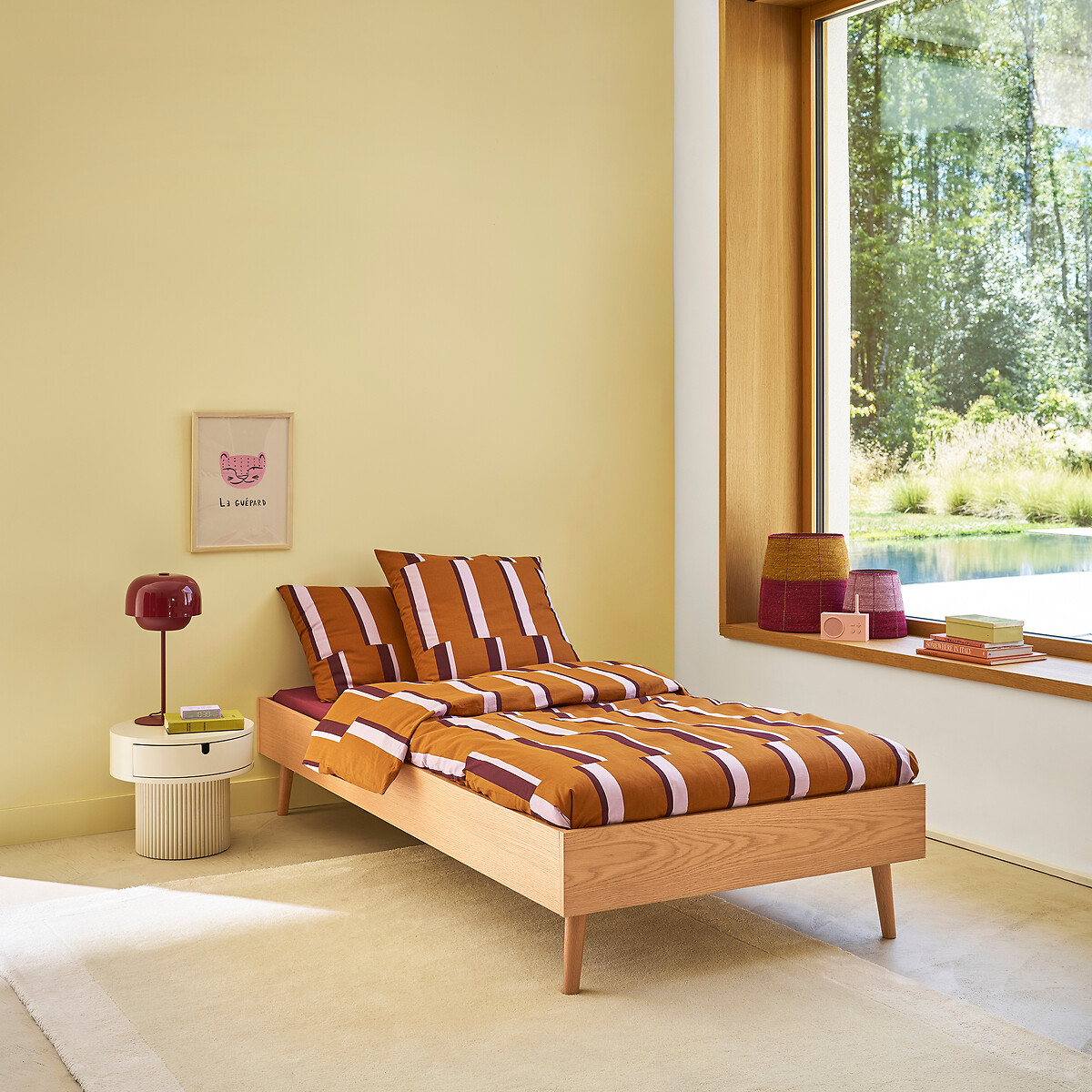 Letto con rete, in impiallacciatura di rovere, MIJI quercia, LA REDOUTE INTERIEURS
