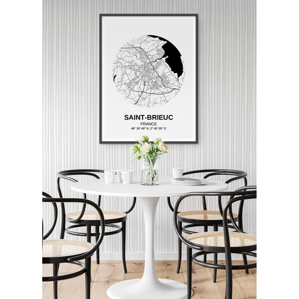 Affiche Carte Saint-Brieuc blanc, L'AFFICHERIE