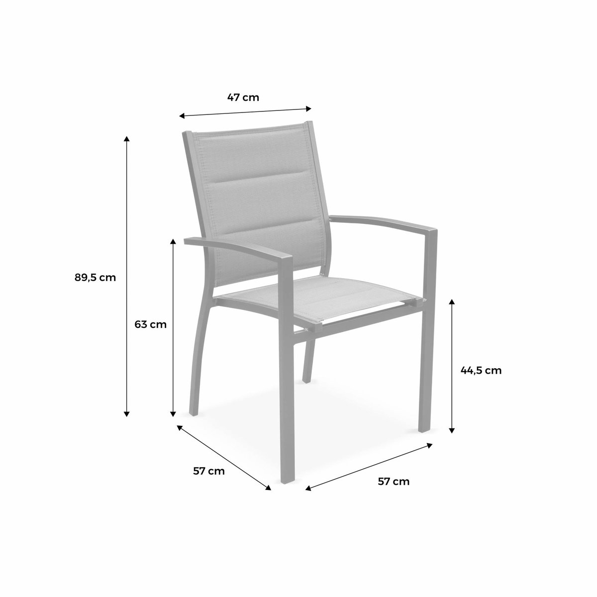 Chaise de jardin empilable aluminium (lot de 2) FAUTEUILS CHICAGO gris / gris foncé, SWEEEK