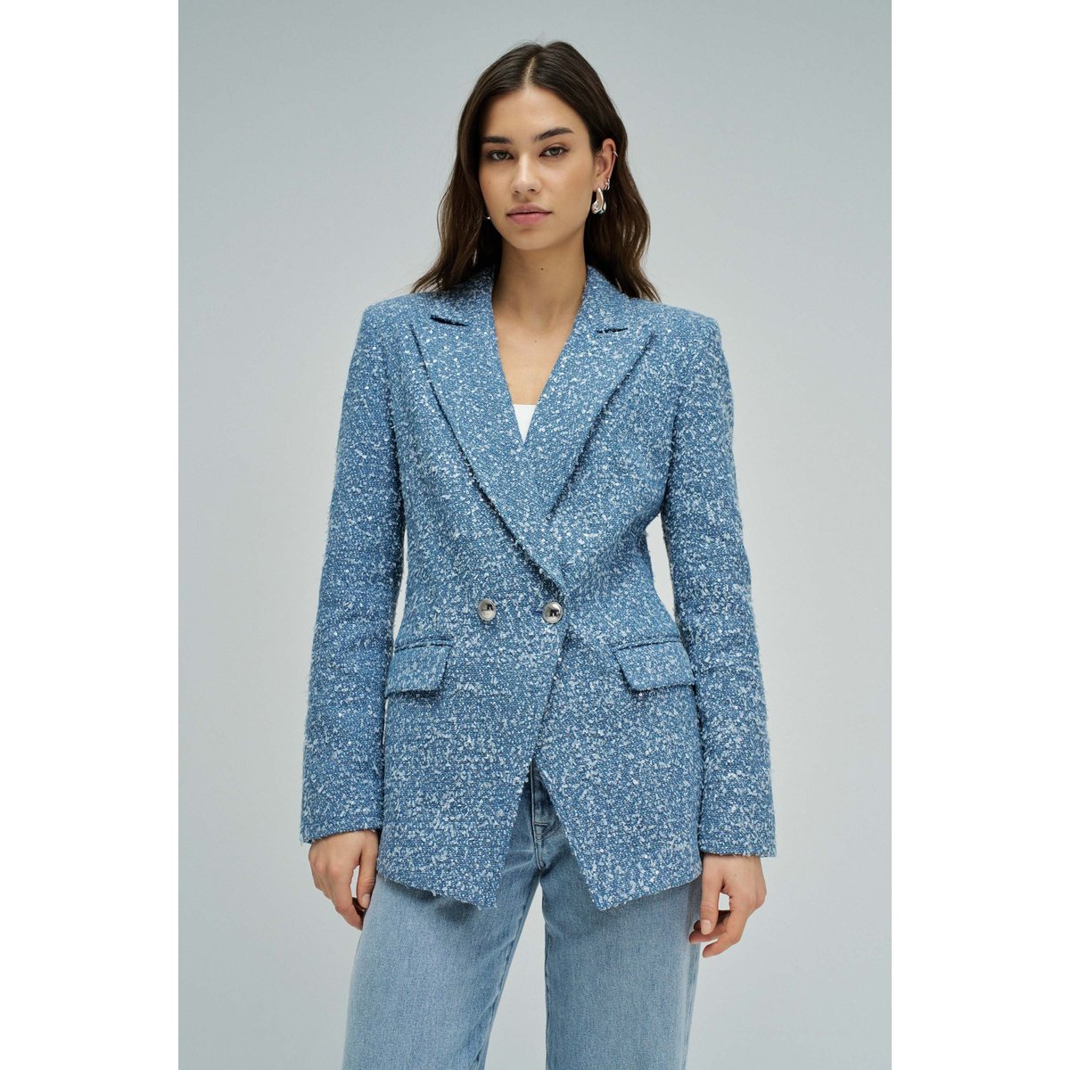 BLAZER EN DENIM AVEC JACQUARD ET PAILLETTES bleu, SALSA JEANS