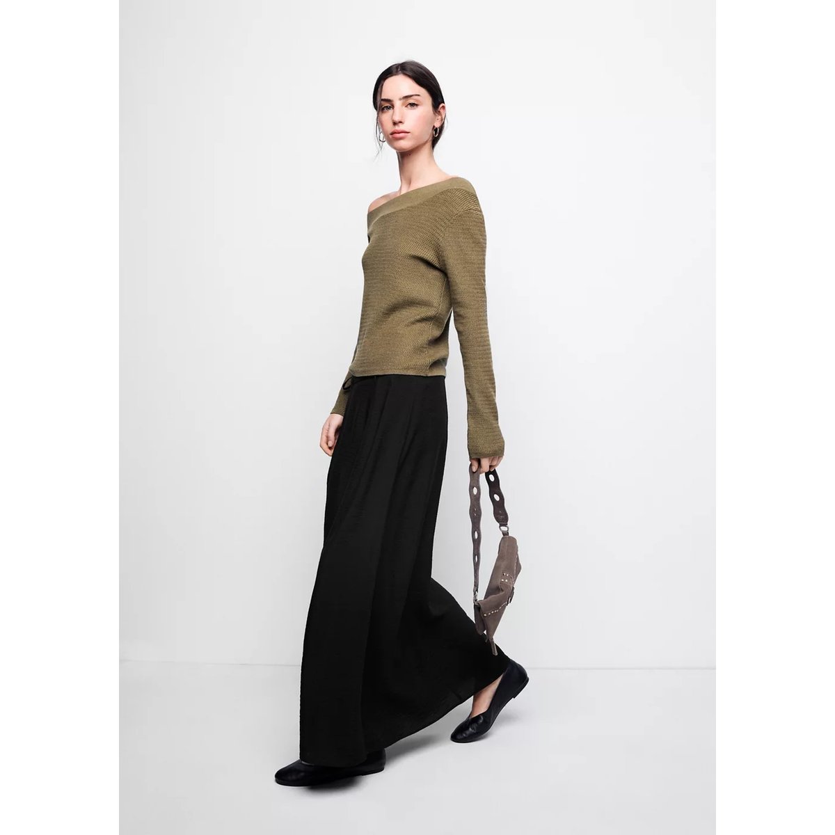 Jupe longue nœud gris anthracite, MANGO TEEN