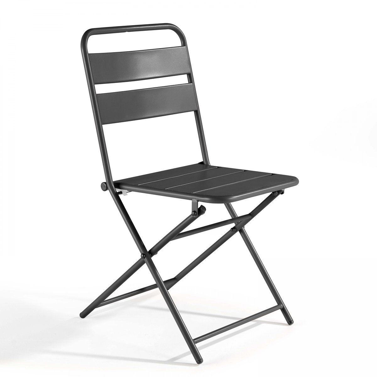 Ensemble salon de jardin table et 2 chaises pliantes, PALAVAS gris anthracite, OVIALA
