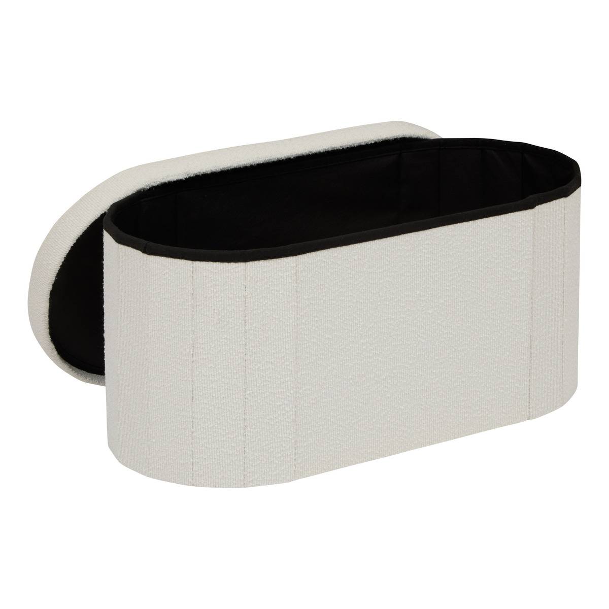 Pouf ovale pliable avec rangement FINK blanc, ATMOSPHERA