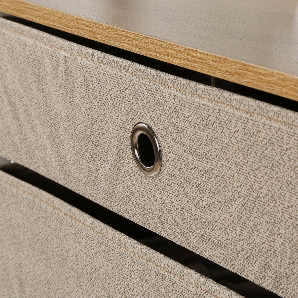 Commode 3 tiroirs en intissé clair - L48 cm blanc, CALICOSY