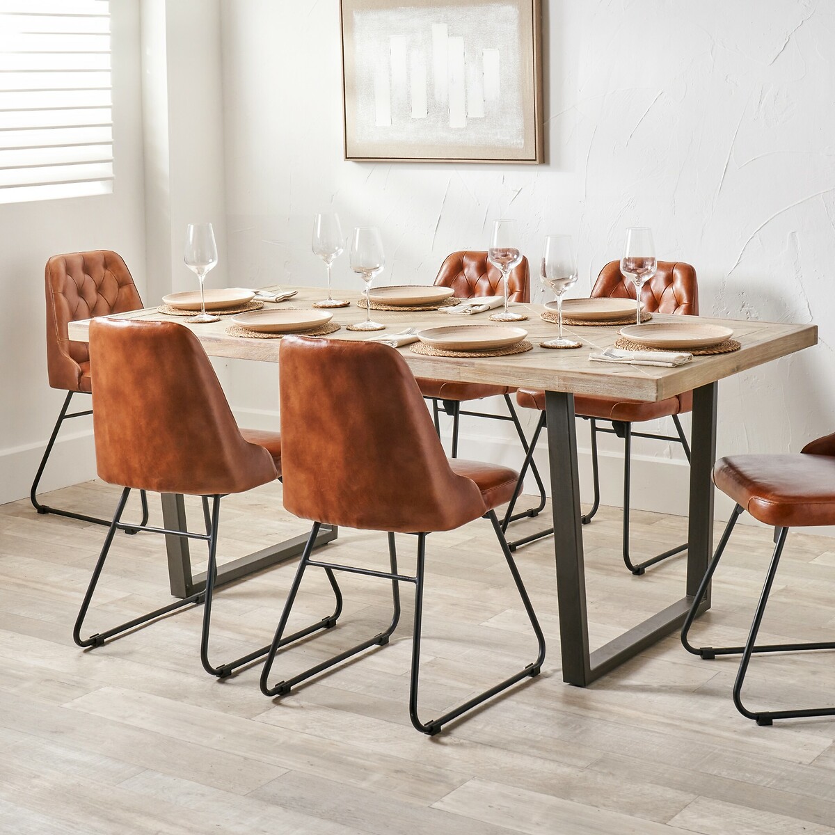 Marea Sand Wash Parquet Industrial Dining Table (Seats 6) acacia, ÉDITÉ