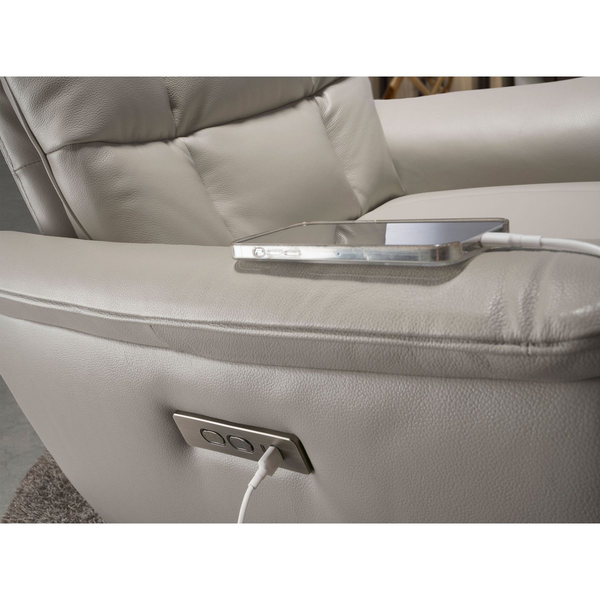 Fauteuil pivotant en cuir gris | noir, ANGEL CERDA