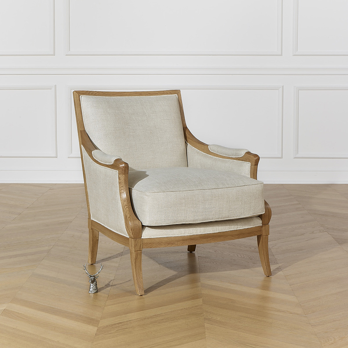 Fauteuil en chêne et tissu lin MONTANA lin, ROBIN DES BOIS