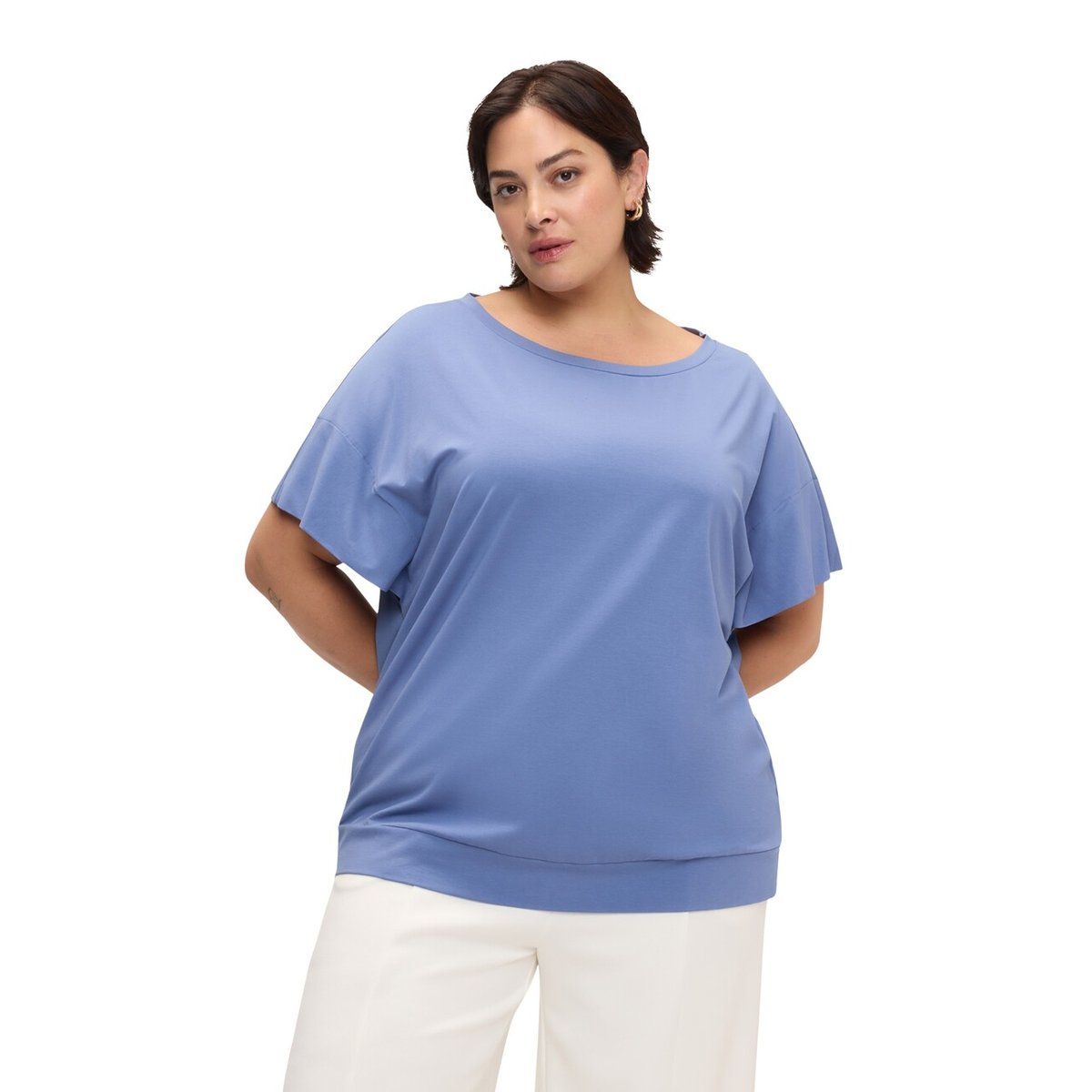 T-shirt en viscose bleu, FIORELLA RUBINO