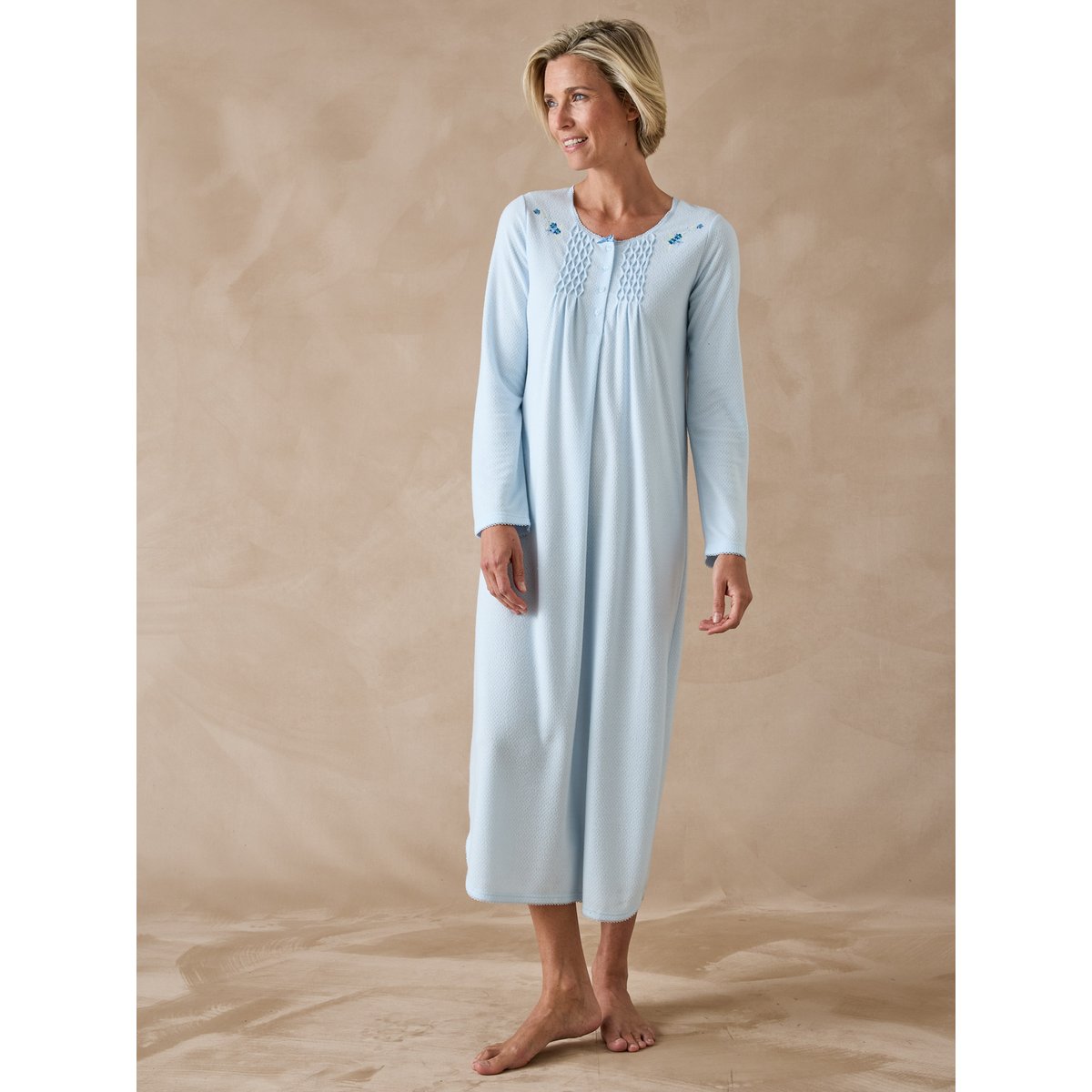 Chemise de nuit maille chaude bleu, DAXON
