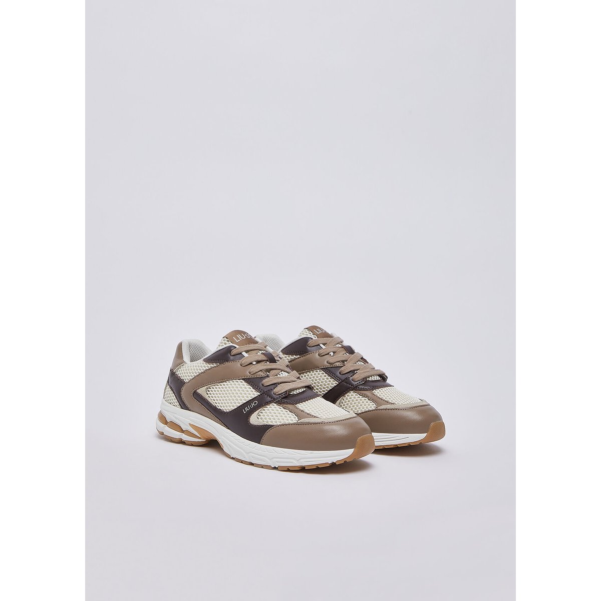 Baskets en cuir et mesh beige, LIU JO