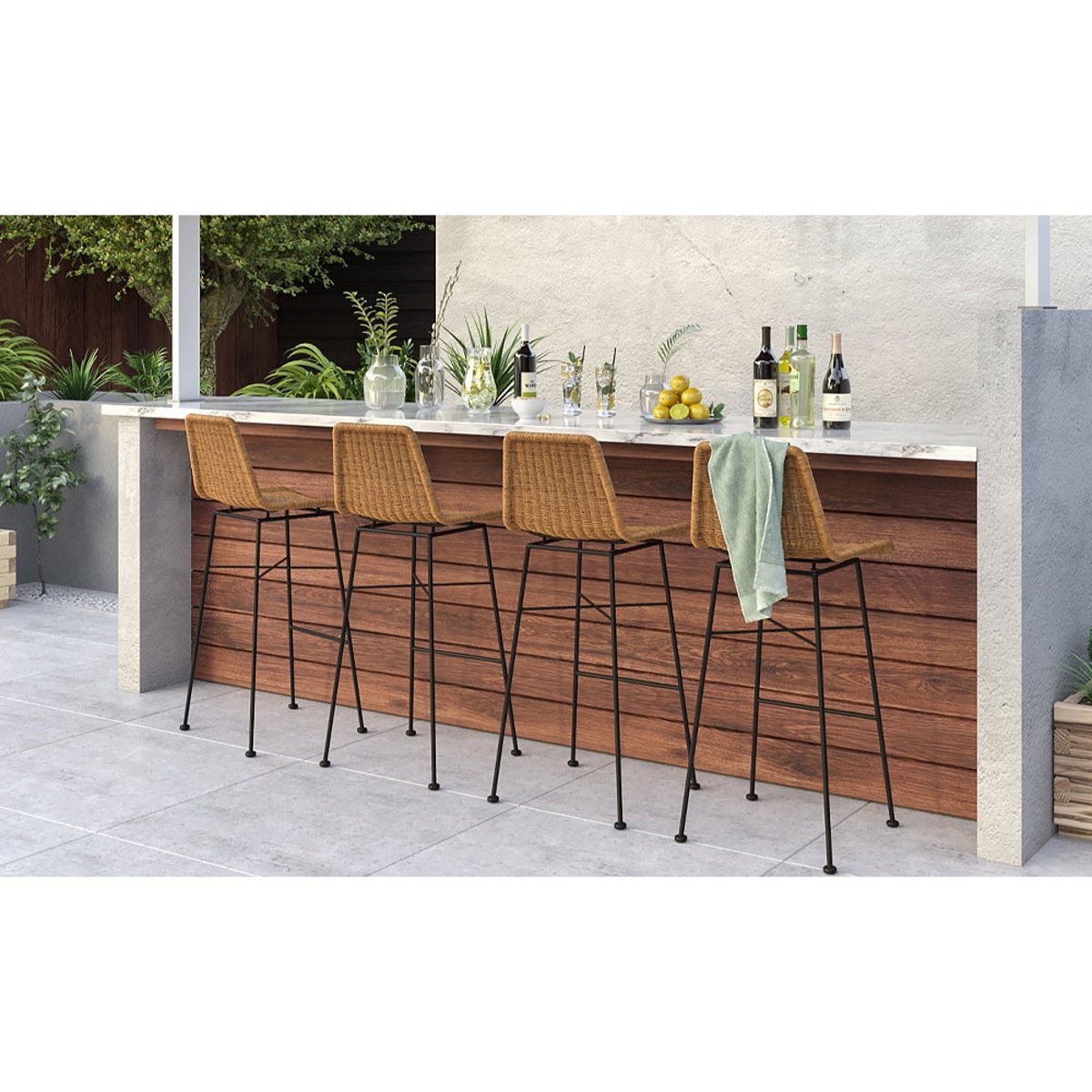 Lot de 2 chaises de bar 76 cm en résine - MANDYA naturel, MAISON PAVANE