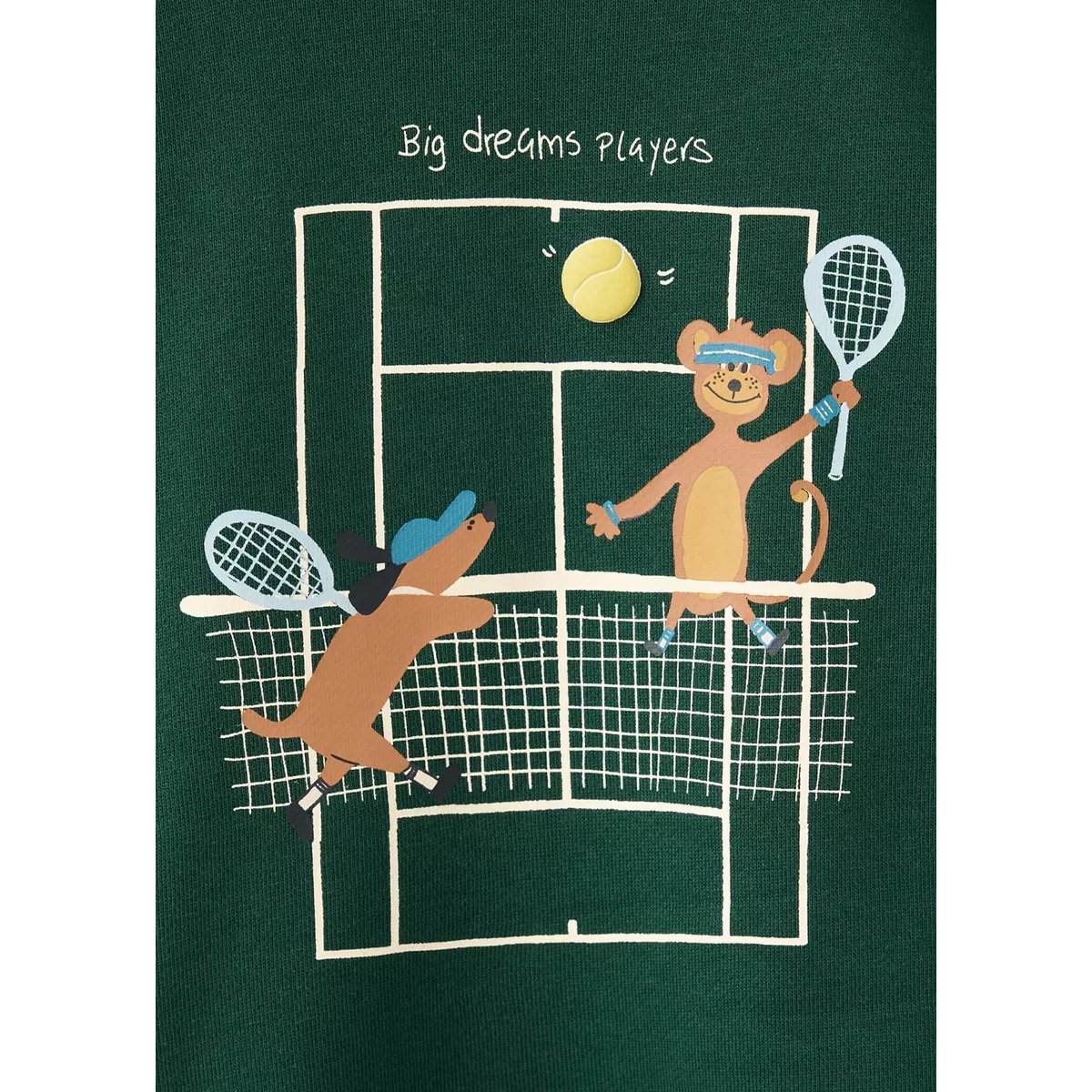 Sweat 100 % coton motif tennis vert foncé, MANGO BABY