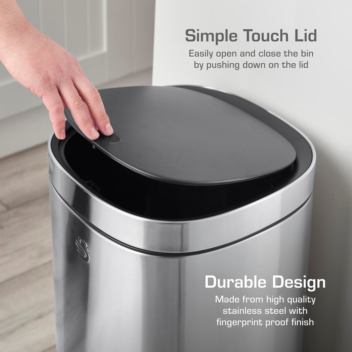 12L Touch Bin silver-coloured, SWAN