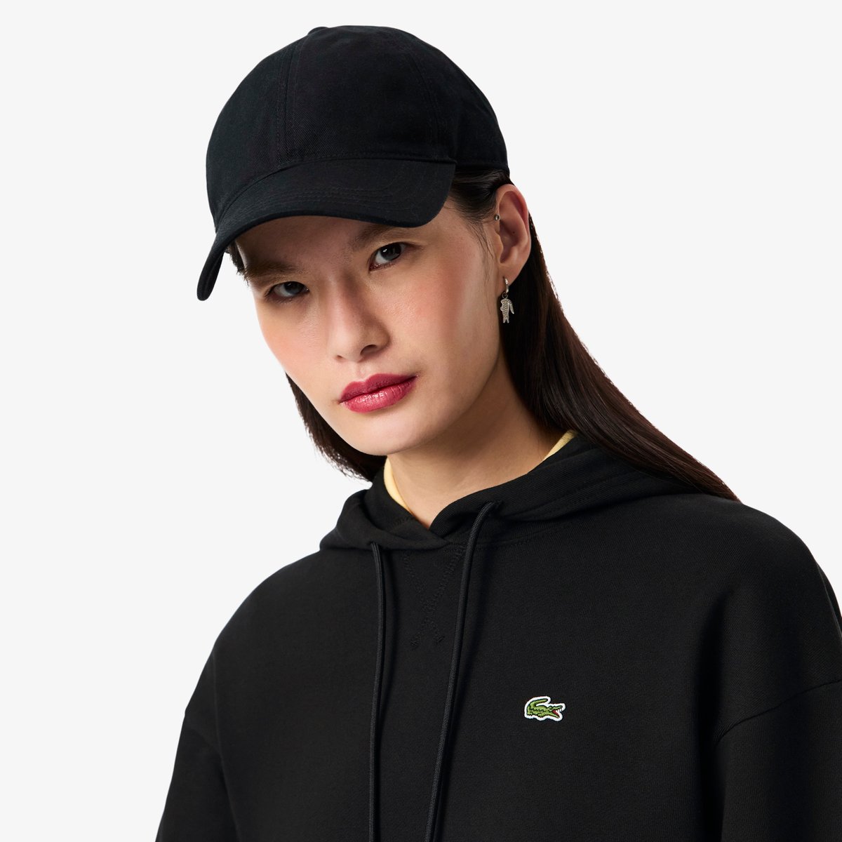 Sweatshirt à capuche oversize molleton noir-031, LACOSTE