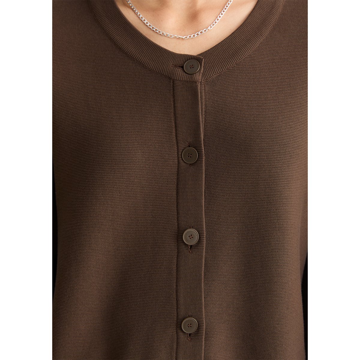DfC Cardigan relaxed en fil de coton compact marron fonce, MARC O’POLO DENIM
