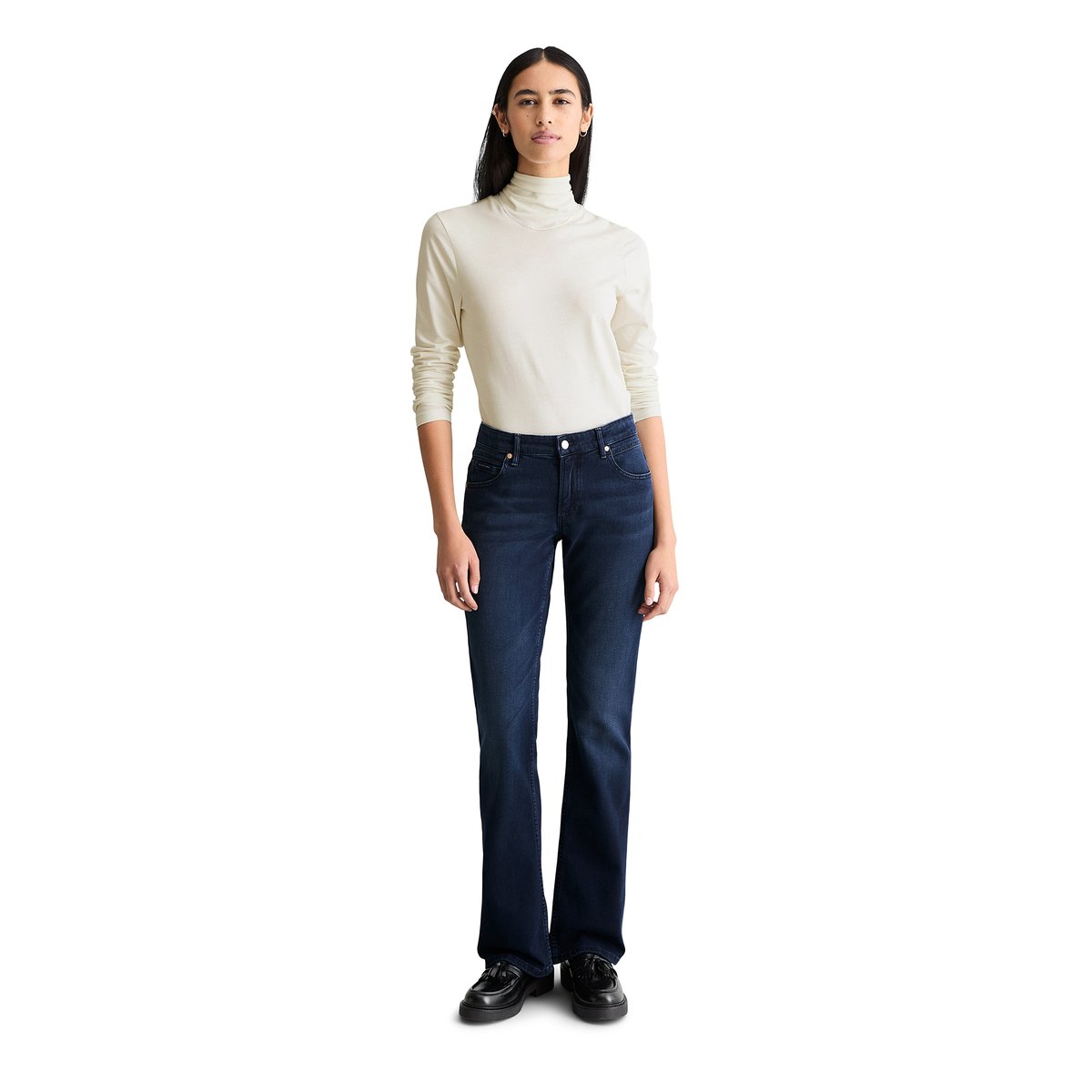 Jeans modèle Nella slim bootcut en coton organique stretch bleu foncé, MARC O’POLO DENIM