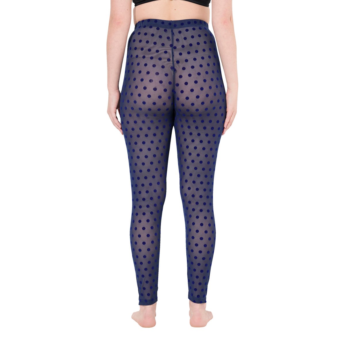 Legging en mesh, pois floqués saphir foncé, ULLA POPKEN