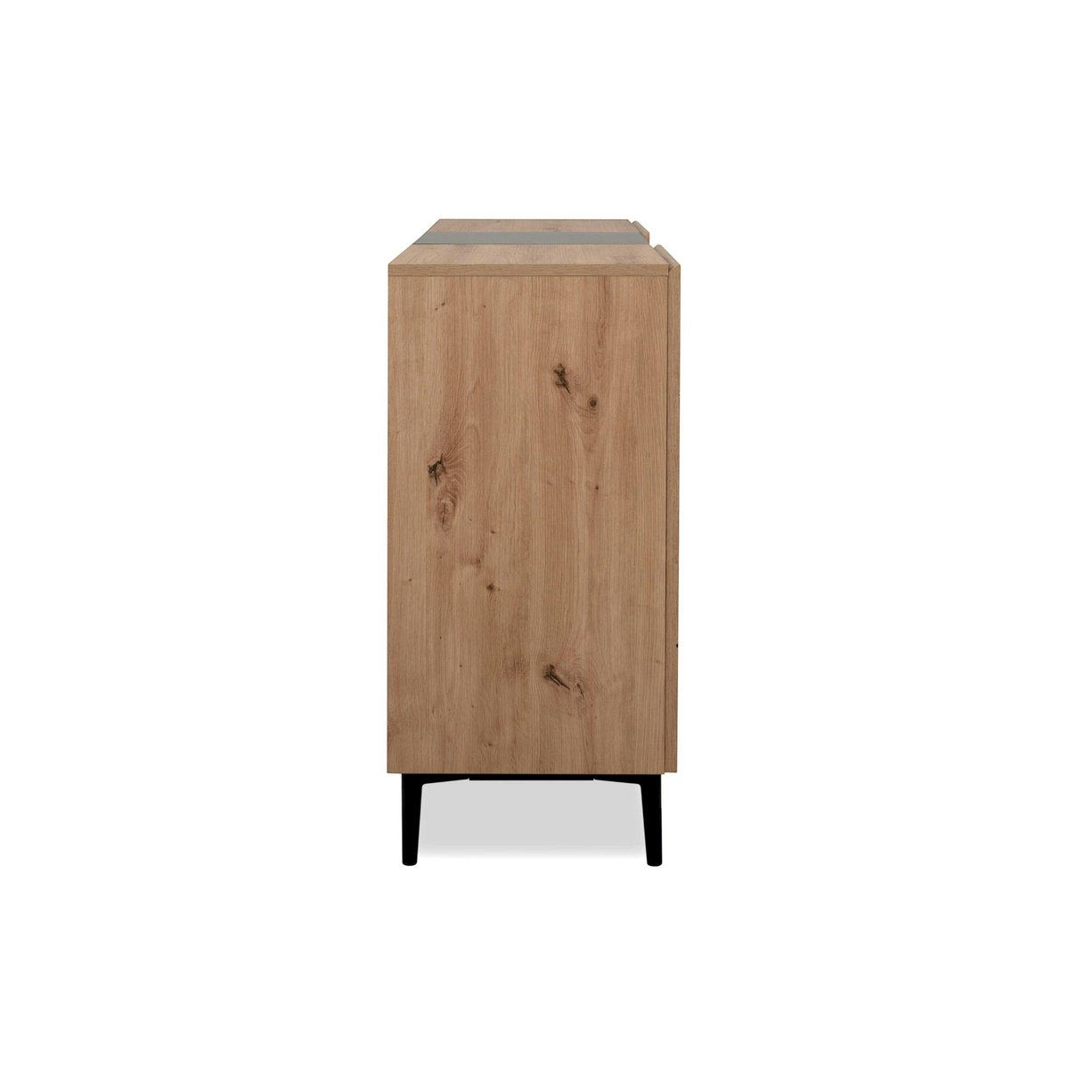 Buffet moderne 3 portes décor bois et noir ALVA bois naturel, PIER IMPORT