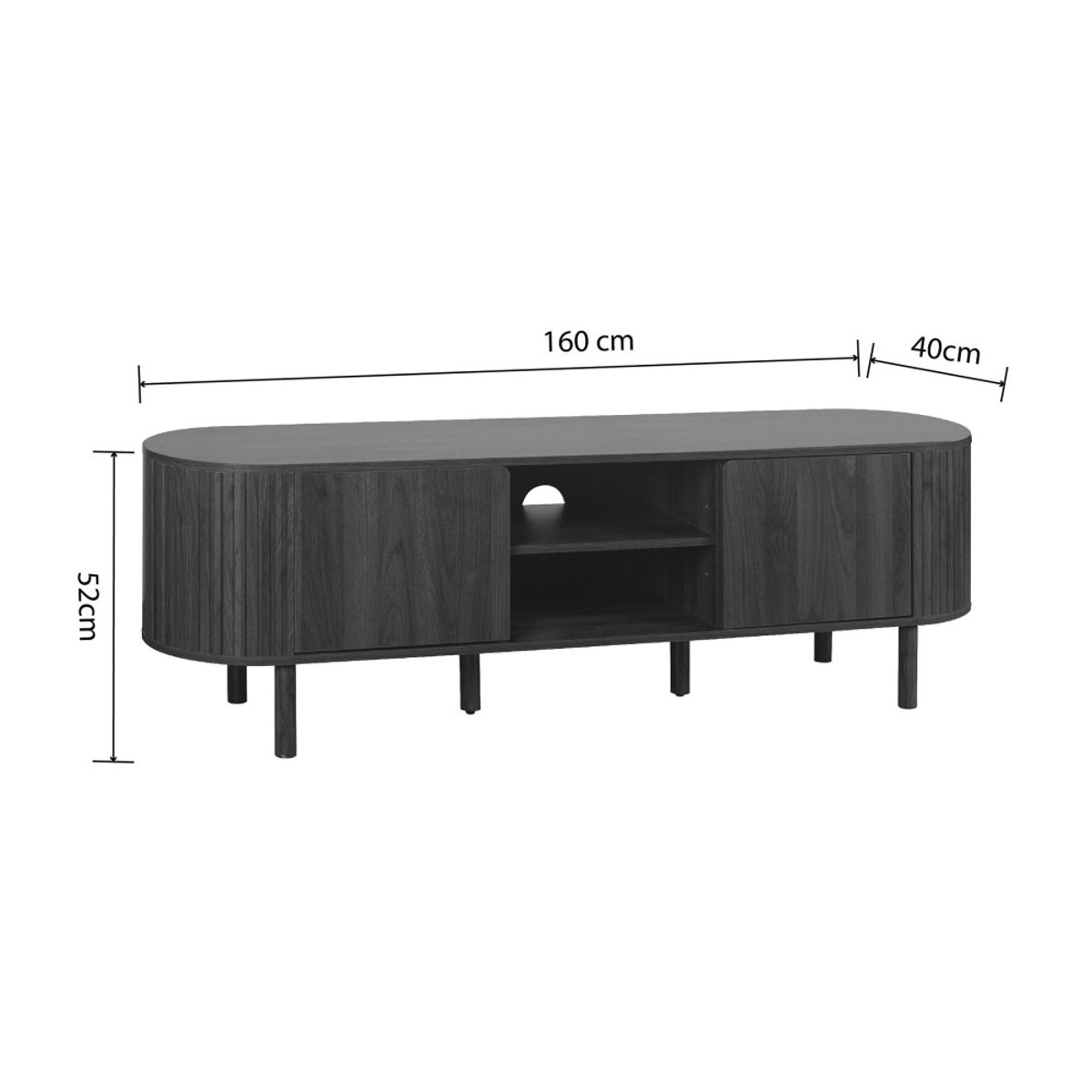 Meuble TV 2 portes en bois L 160 cm- ALMA bois foncé, DRAWER
