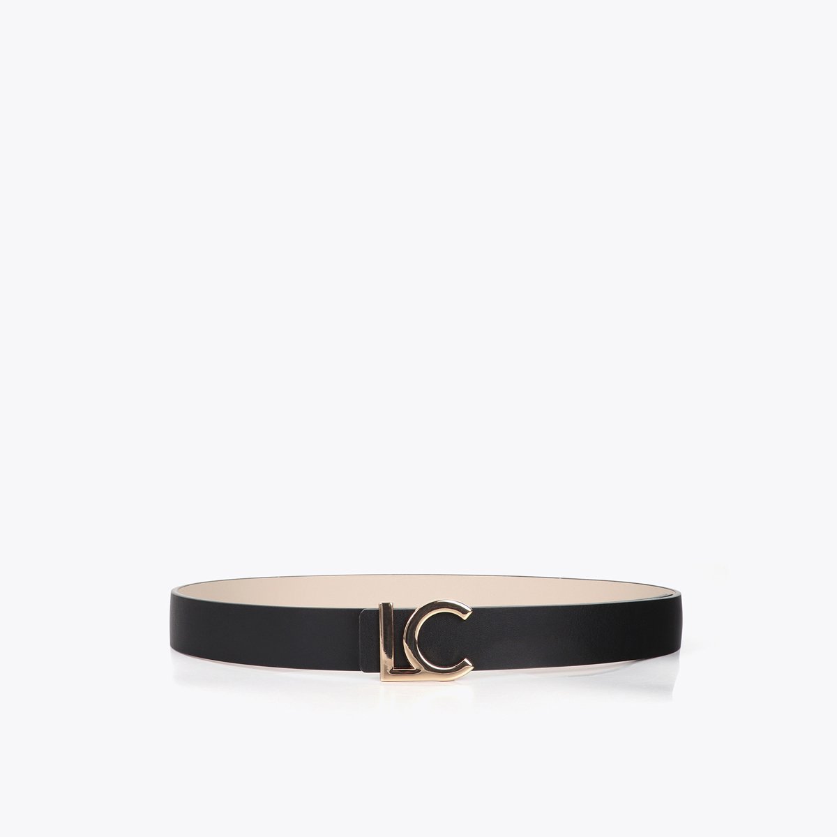 Ceinture réversible à logo métallique noir, LOLA CASADEMUNT