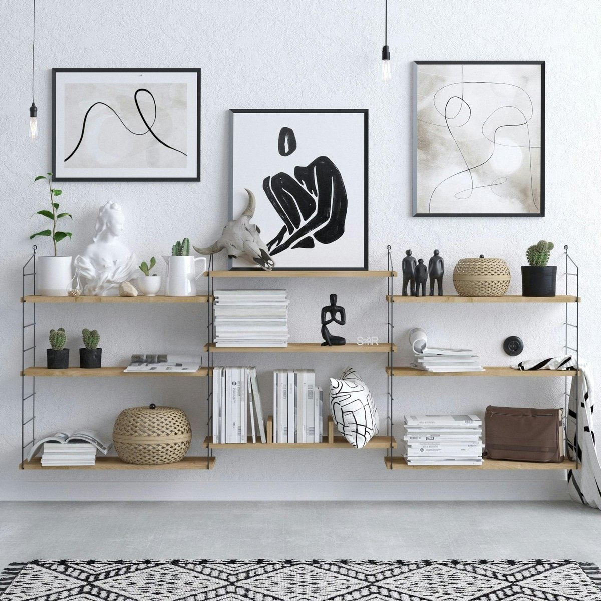 Etagère murale 9 plateaux décalés JENA chêne, PIER IMPORT
