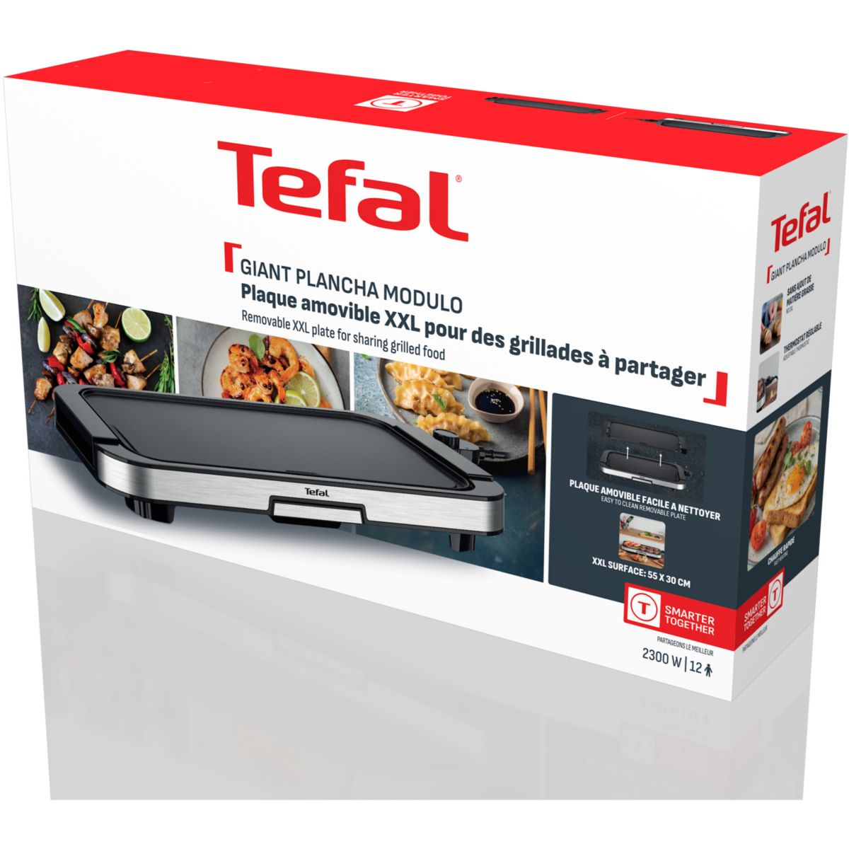 Plancha électrique Giant modulo plaque ammovible CB632DF0 couleur unique, TEFAL