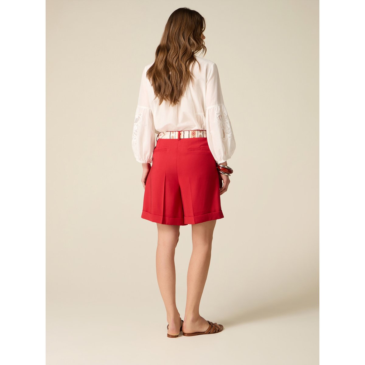 Bermuda avec ceinture fantaisie. rouge, OLTRE