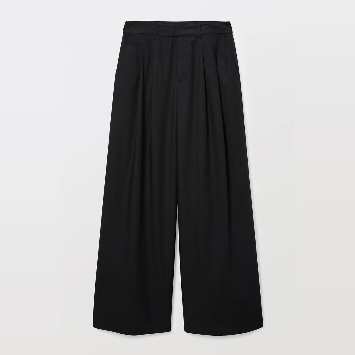 Pantalon en popeline de coton noir, MONOPRIX