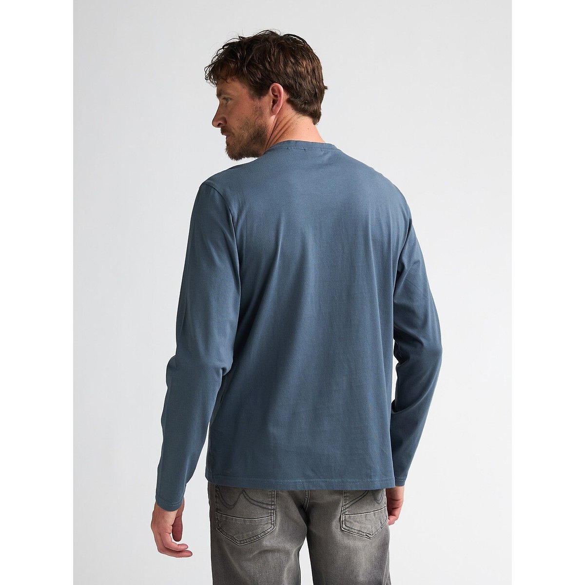 T-shirt col rond manches longues bleu orage, PETROL INDUSTRIES