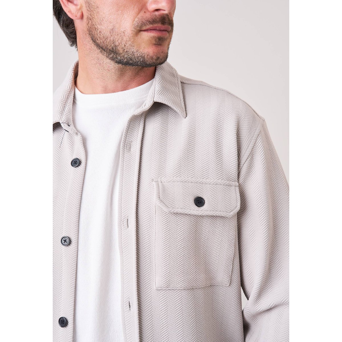 Chemise confort homme en chevron JOLIAN chalk, DEELUXE