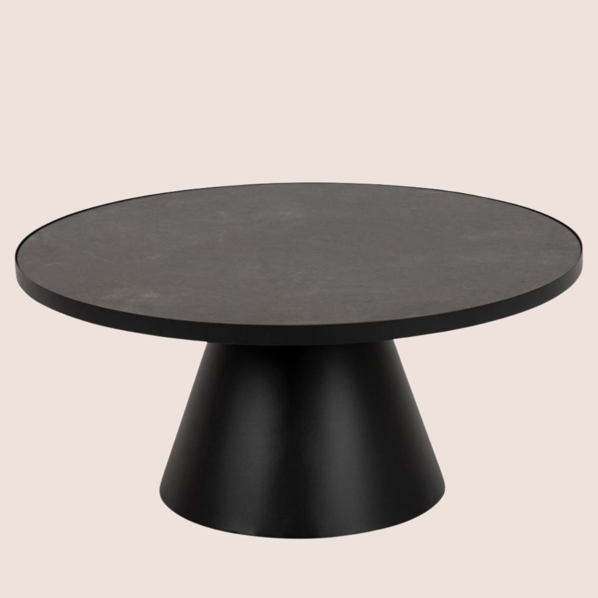 Table basse ronde en céramique et métal noir D85 - GIROLLE noir, HELLIN, DEPUIS 1862