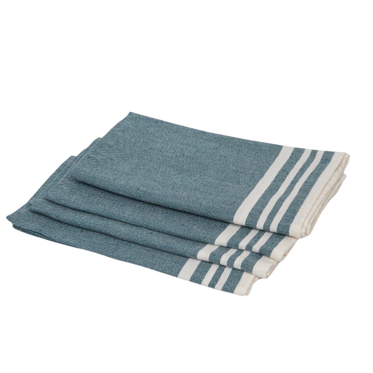 Lot de 4 serviettes de table coton MAHDIA bleu pétrole, FEBRONIE