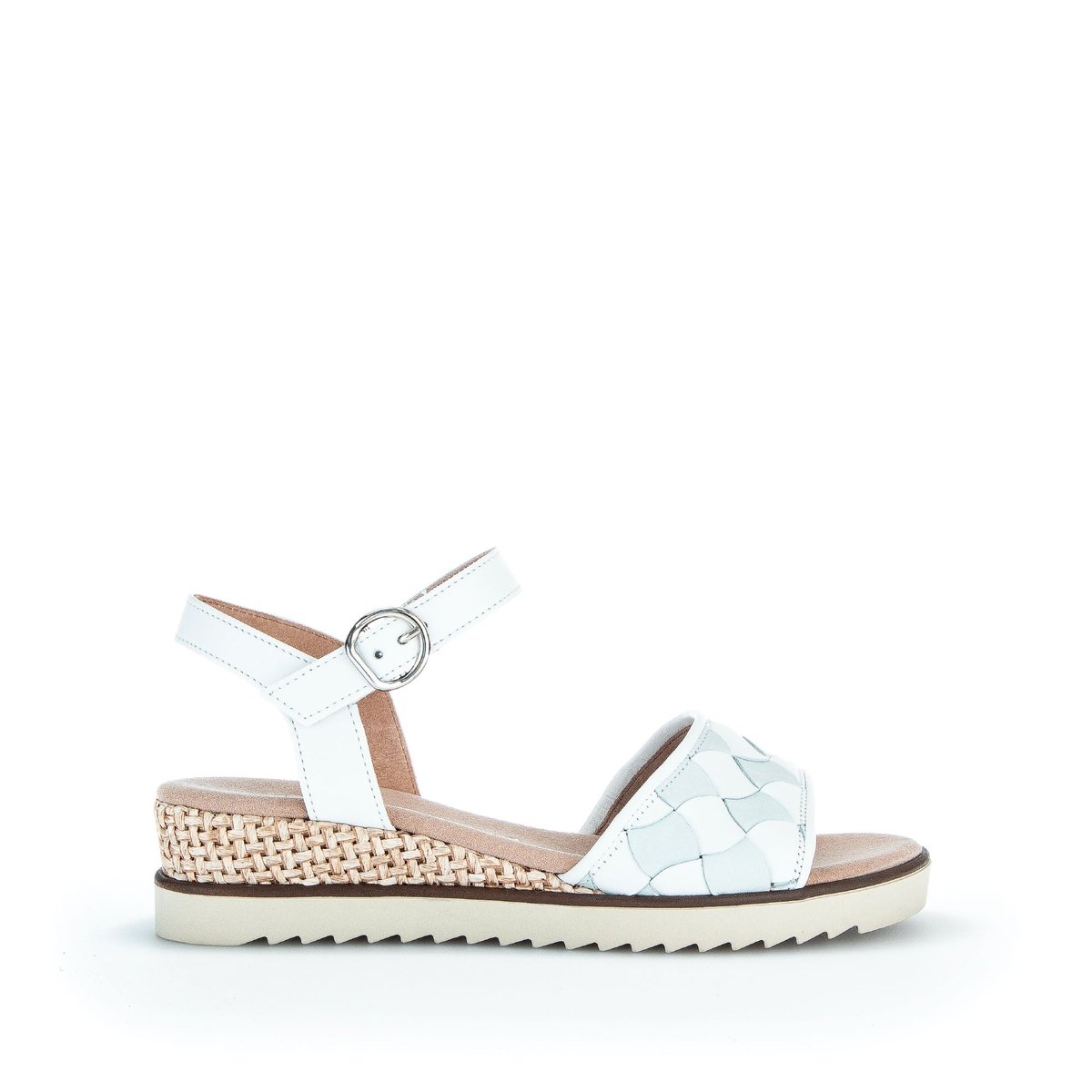 Sandales en cuir à talon compensé blanc et menthe, GABOR