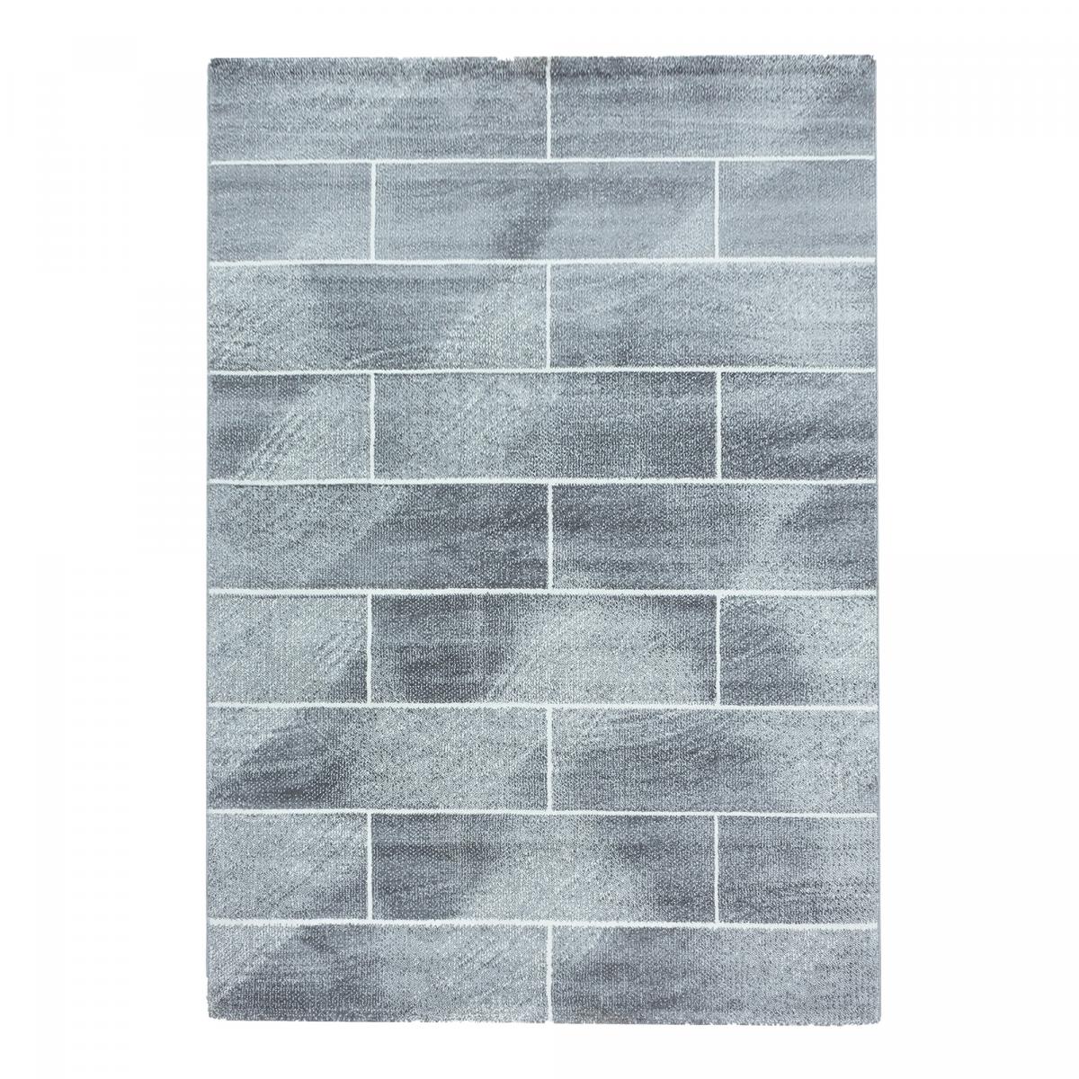 Tapis salon et chambre tissé motif géométrique OMEGOU gris, blanc, UN AMOUR DE TAPIS