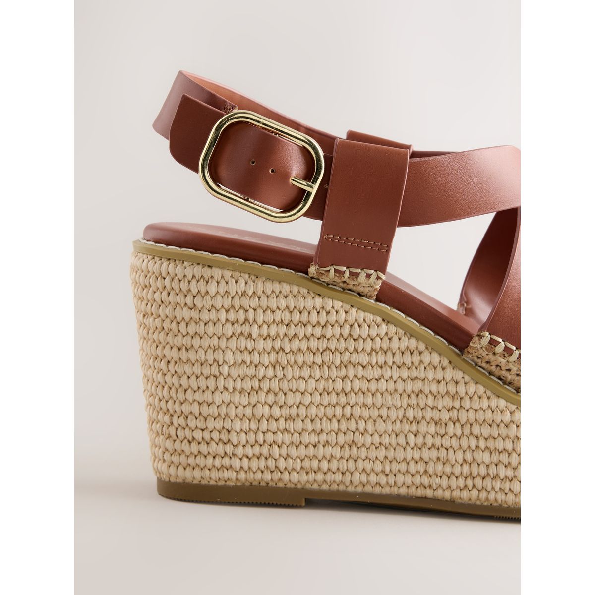 Mules compensées en raphia forever comfort® marron fauve, NEXT