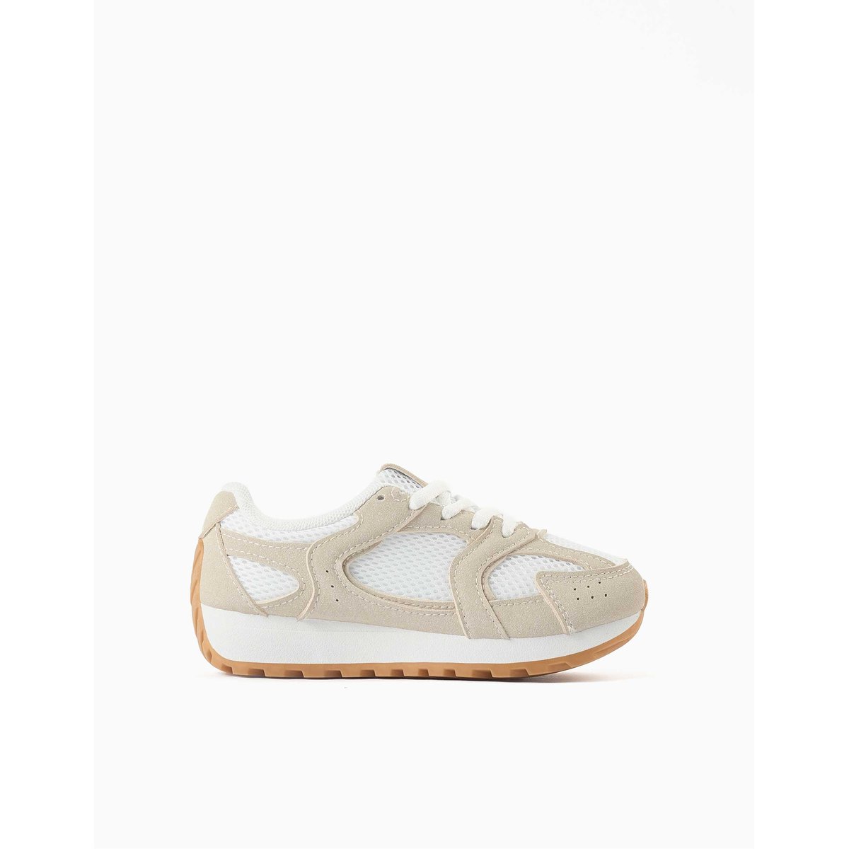 Baskets avec lacets et semelle en caoutchouc antidérapante beige, ZIPPY