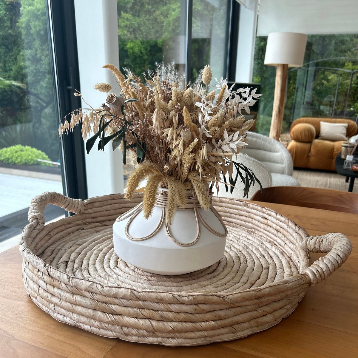Plateau en abaca avec poignées naturel, NOW'S HOME