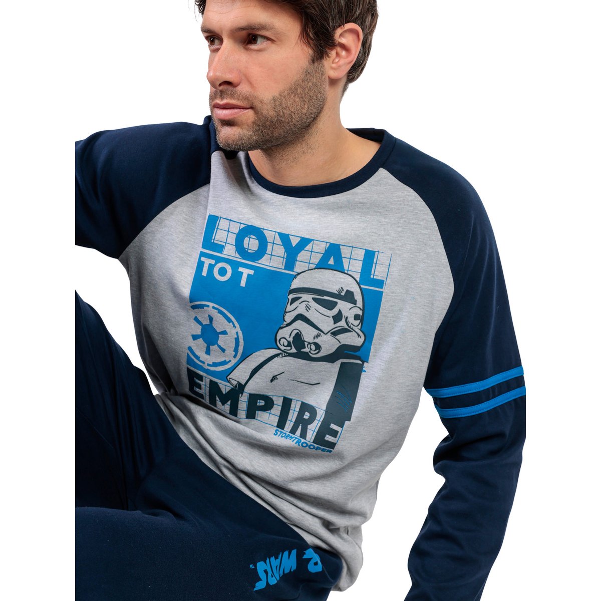 Pyjama pantalon top manches longues Sport Star Wars bleu marine, ADMAS