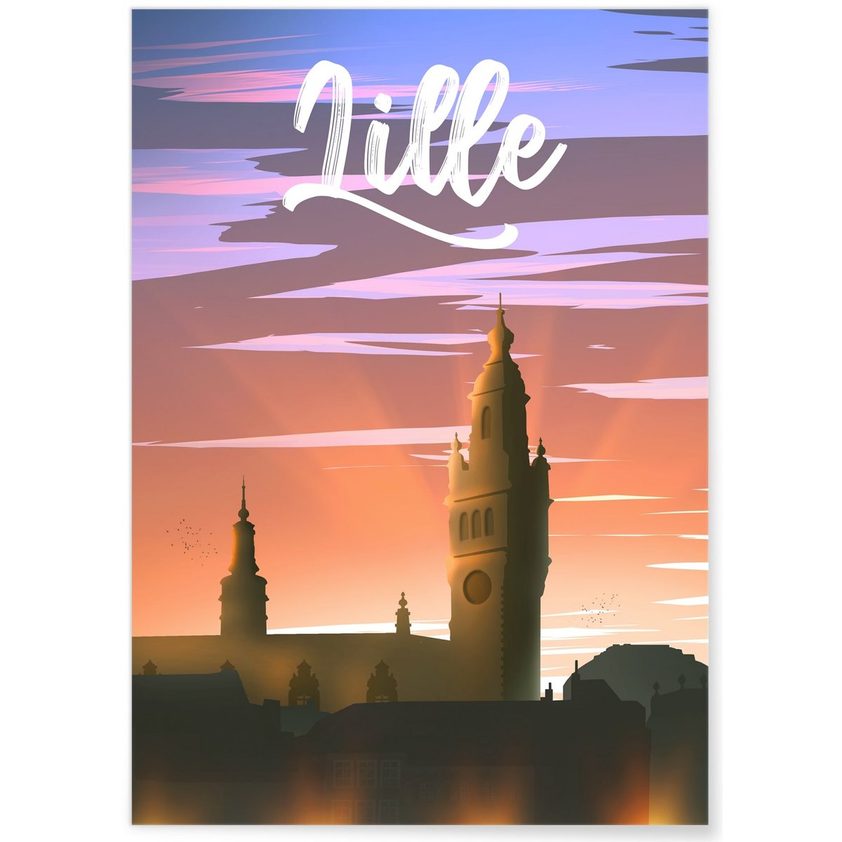 Affiche ville Lille blanc, L'AFFICHERIE